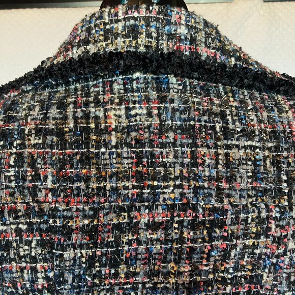 New York & Company Tweed Black Trim Multicolor Jacket With Silver Threads sz XS - Picture 5 of 13